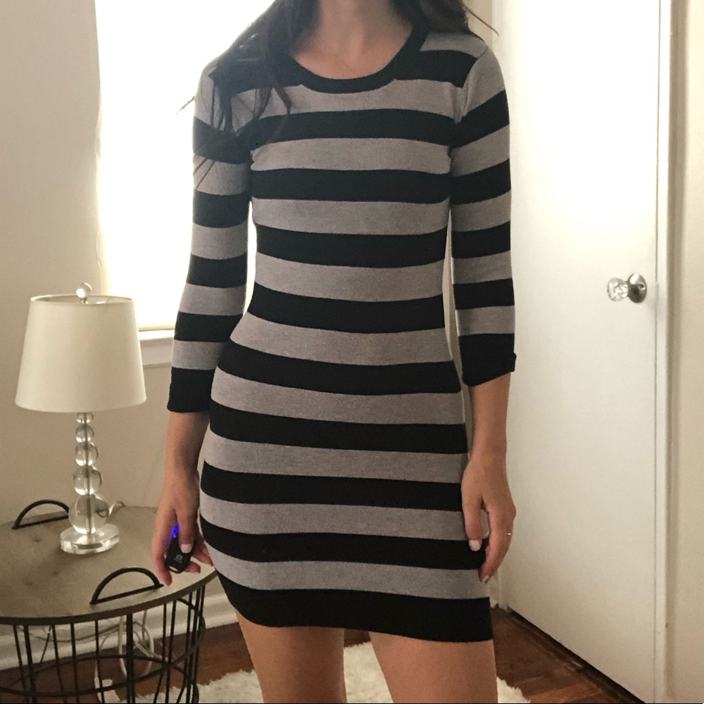 French Connection Striped 3/4 Sleeve Dress Size 2